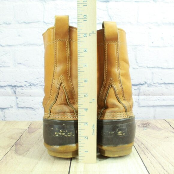 Vintage LL Bean Brown Leather Lace Up Unlined Mid Calf Hunting Duck Boots Size 8 - Picture 6 of 11